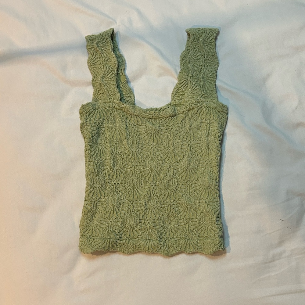 Free People Olive Textured Tank Top - Love Letter Cami